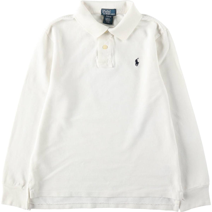 Ralph Lauren POLO by Ralph Lauren Long-Sleeve Polo Shirt, Women's Size S (approx.) cotton white type Vintage Second Hand