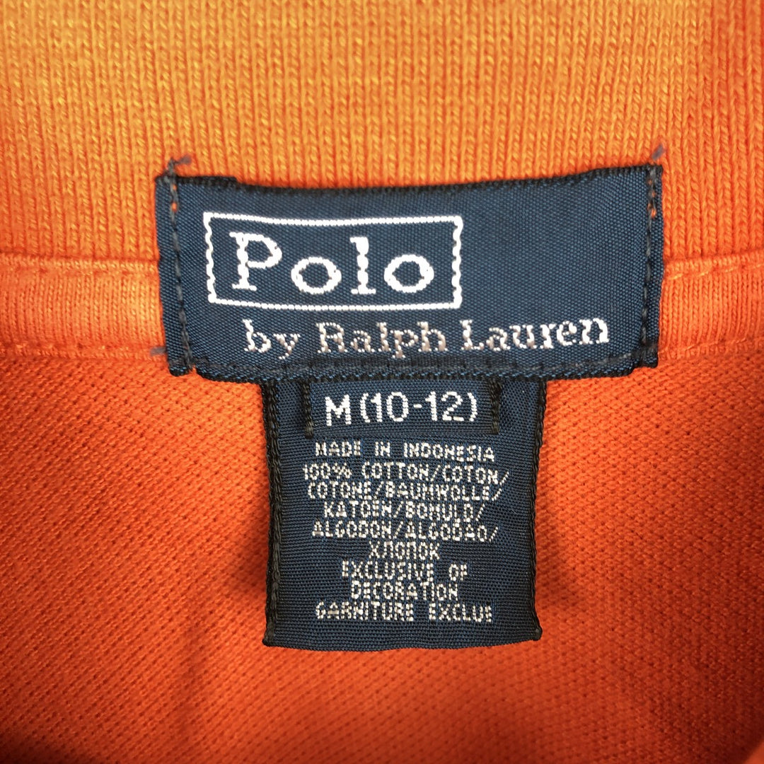 Ralph Lauren POLO by Ralph Lauren Long-Sleeve Polo Shirt, Women's Size M (approx.) cotton orange type Vintage Second Hand