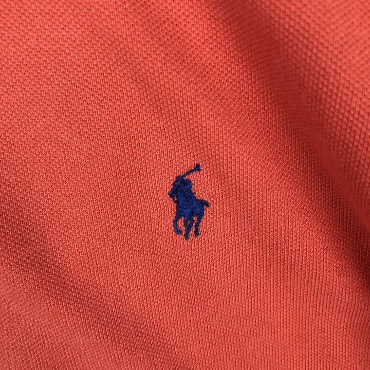 Ralph Lauren POLO by Ralph Lauren Long-Sleeve Polo Shirt, Women's Size M (approx.) cotton orange type Vintage Second Hand