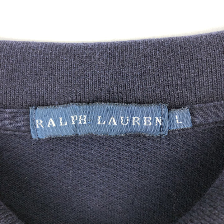 Ralph Lauren long-sleeved polo shirt, women's size L cotton navy blue type Vintage Second Hand