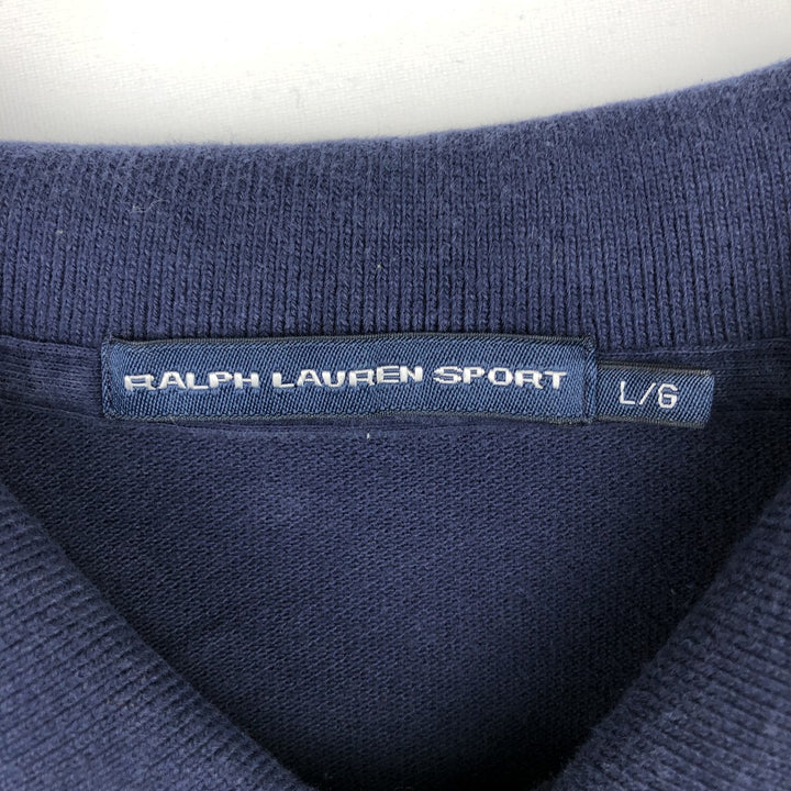 Ralph Lauren RALPH LAUREN SPORT Long-Sleeve Polo Shirt, Women's Size L (approx.) cotton navy blue type Vintage Second Hand