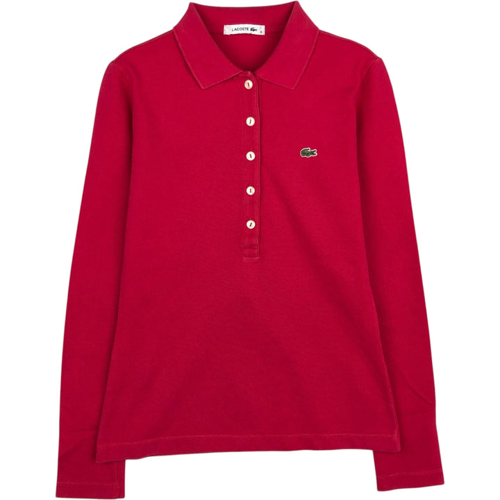 Lacoste long-sleeved polo shirt, women's size XS (approx.) cotton pink type Vintage Second Hand