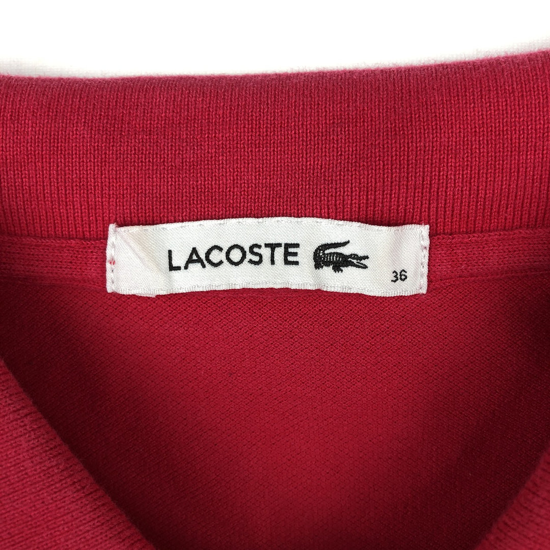 Lacoste long-sleeved polo shirt, women's size XS (approx.) cotton pink type Vintage Second Hand