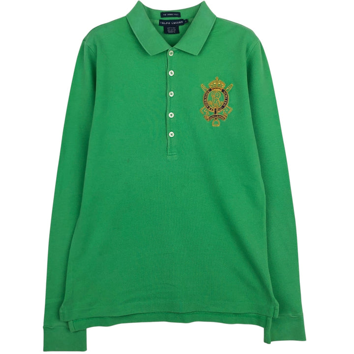 Ralph Lauren THE SKINNY POLO Long-Sleeve Polo Shirt, Women's Size L (approx.) cotton green type yellow green Vintage Second Hand