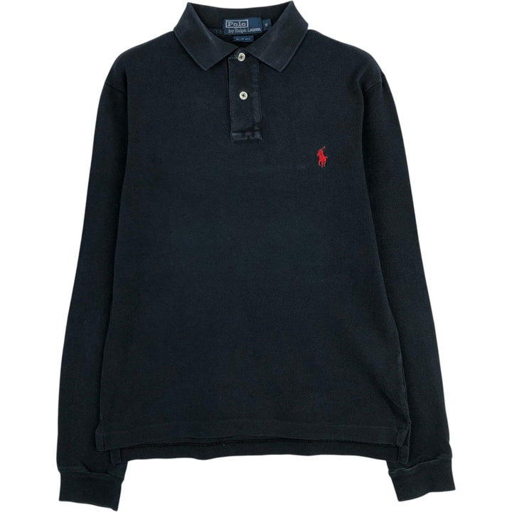 Ralph Lauren POLO by Ralph Lauren SLIM FIT Long-Sleeve Polo Shirt (Women's Size S) cotton navy blue type Vintage Second Hand