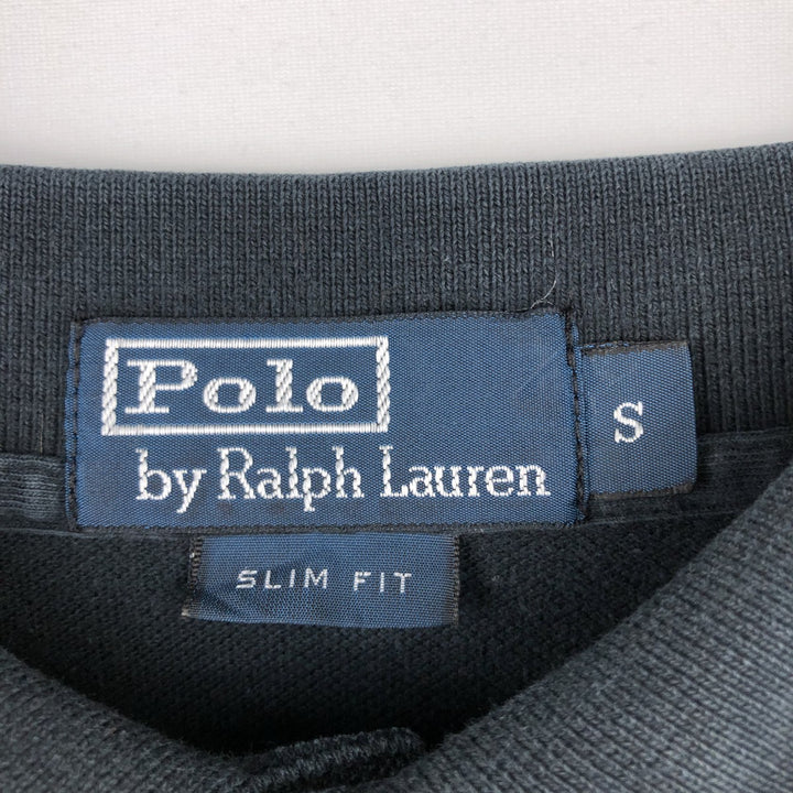 Ralph Lauren POLO by Ralph Lauren SLIM FIT Long-Sleeve Polo Shirt (Women's Size S) cotton navy blue type Vintage Second Hand