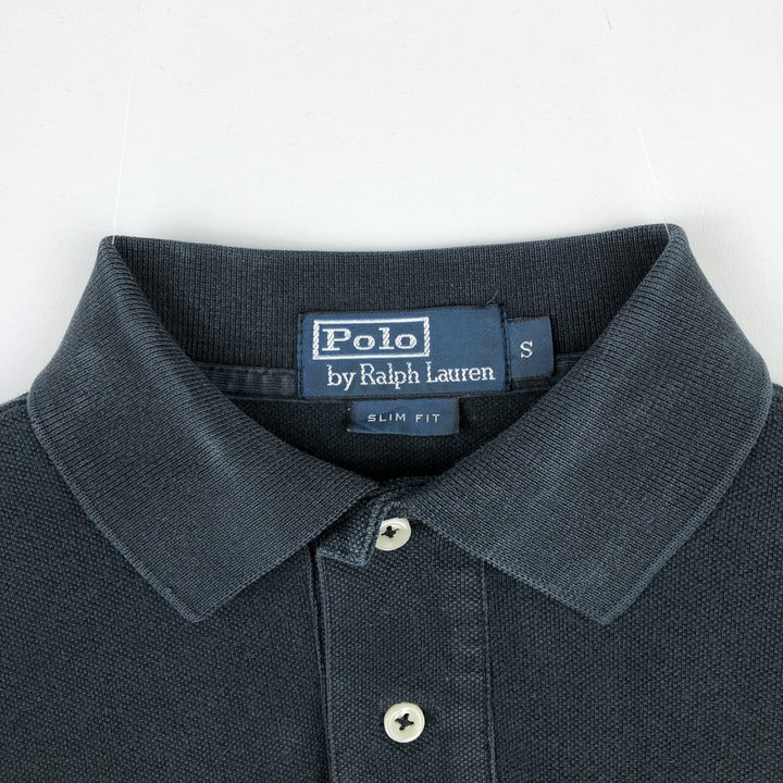 Ralph Lauren POLO by Ralph Lauren SLIM FIT Long-Sleeve Polo Shirt (Women's Size S) cotton navy blue type Vintage Second Hand