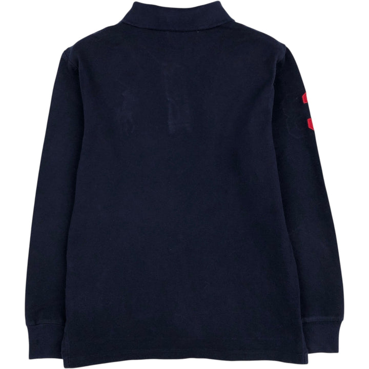 Ralph Lauren POLO RALPH LAUREN CLASSIC FIT Big Pony Long-Sleeve Polo Shirt (Women's Size S) cotton navy blue type Vintage Second Hand