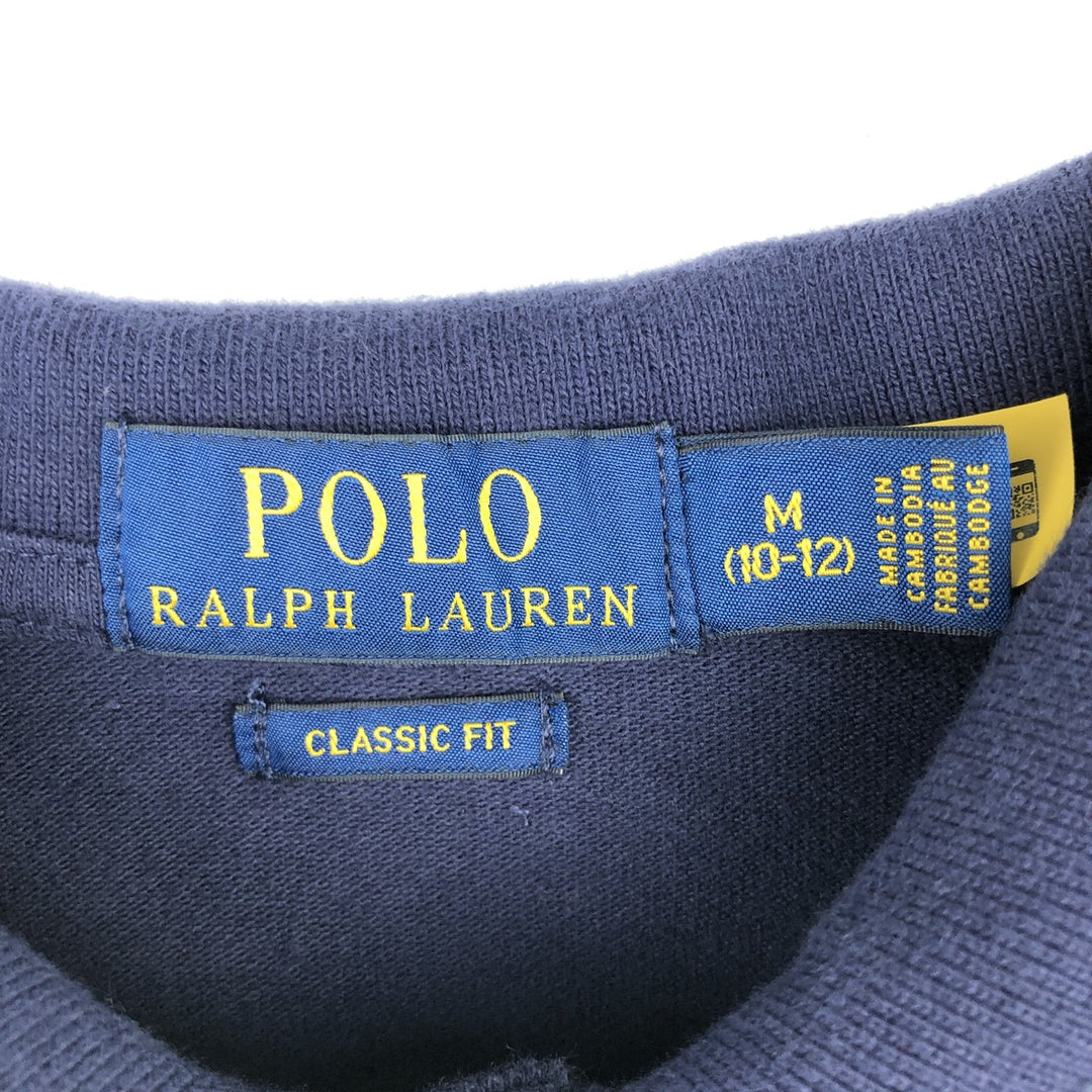 Ralph Lauren POLO RALPH LAUREN CLASSIC FIT Big Pony Long-Sleeve Polo Shirt (Women's Size S) cotton navy blue type Vintage Second Hand