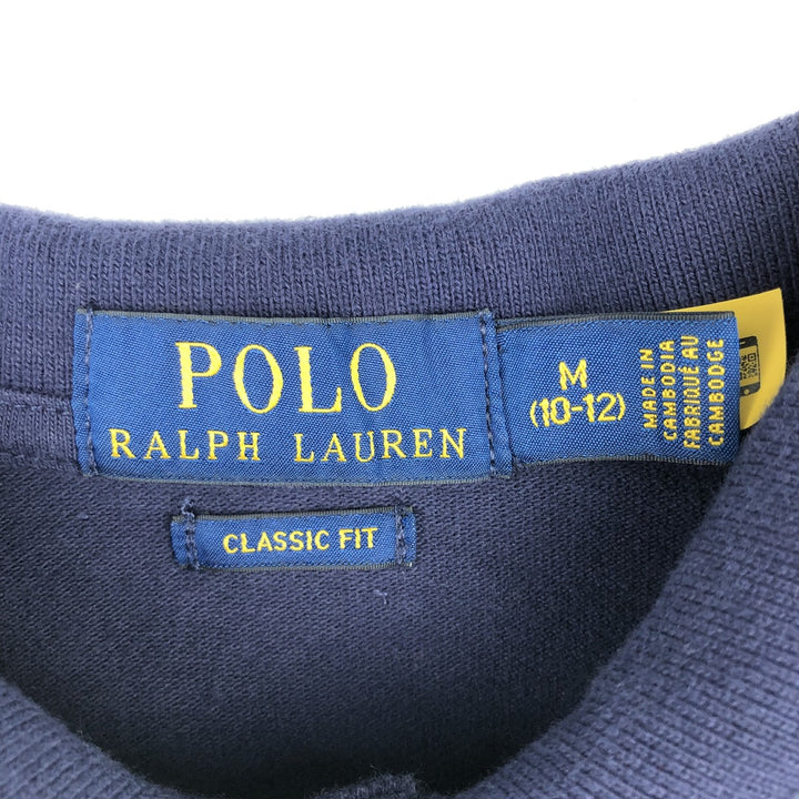 Ralph Lauren POLO RALPH LAUREN CLASSIC FIT Big Pony Long-Sleeve Polo Shirt (Women's Size S) cotton navy blue type Vintage Second Hand
