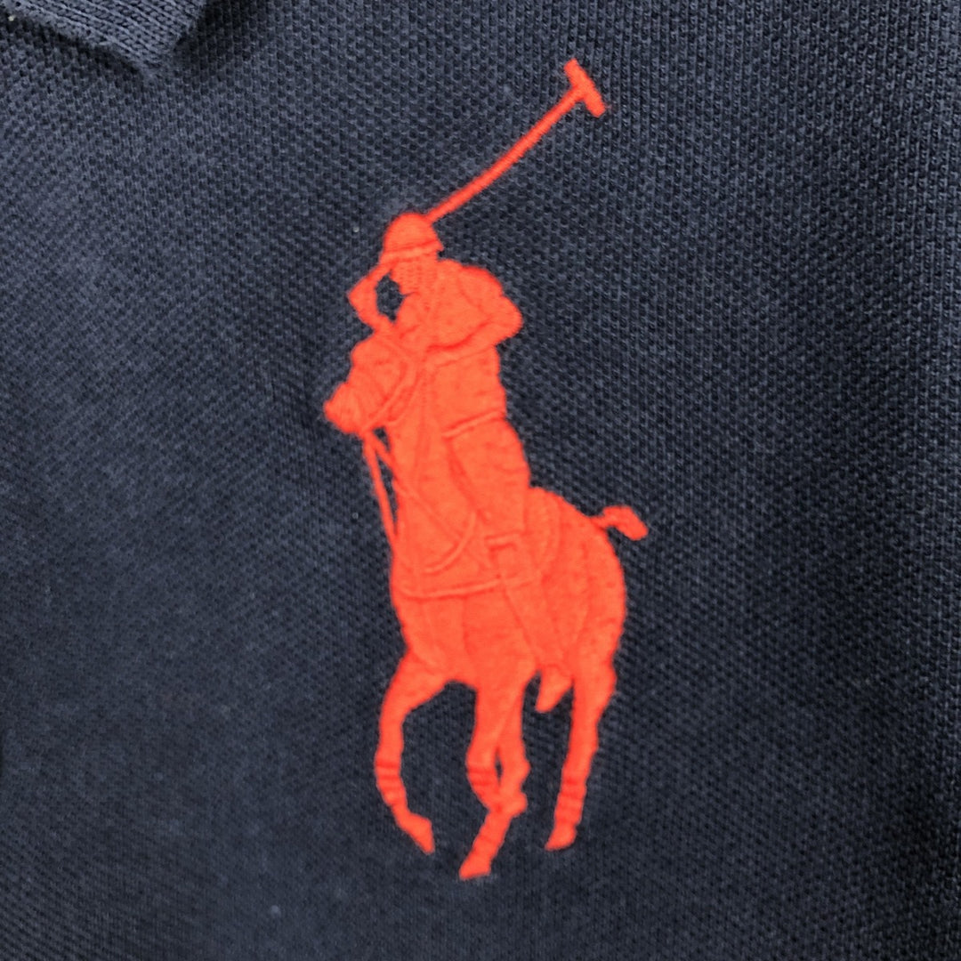 Ralph Lauren POLO RALPH LAUREN CLASSIC FIT Big Pony Long-Sleeve Polo Shirt (Women's Size S) cotton navy blue type Vintage Second Hand