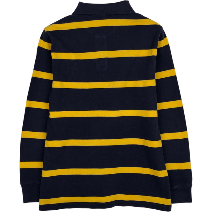 Ralph Lauren POLO RALPH LAUREN Big Pony Long-Sleeve Striped Polo Shirt, Women's Size S (approx.) cotton navy blue type Vintage Second Hand