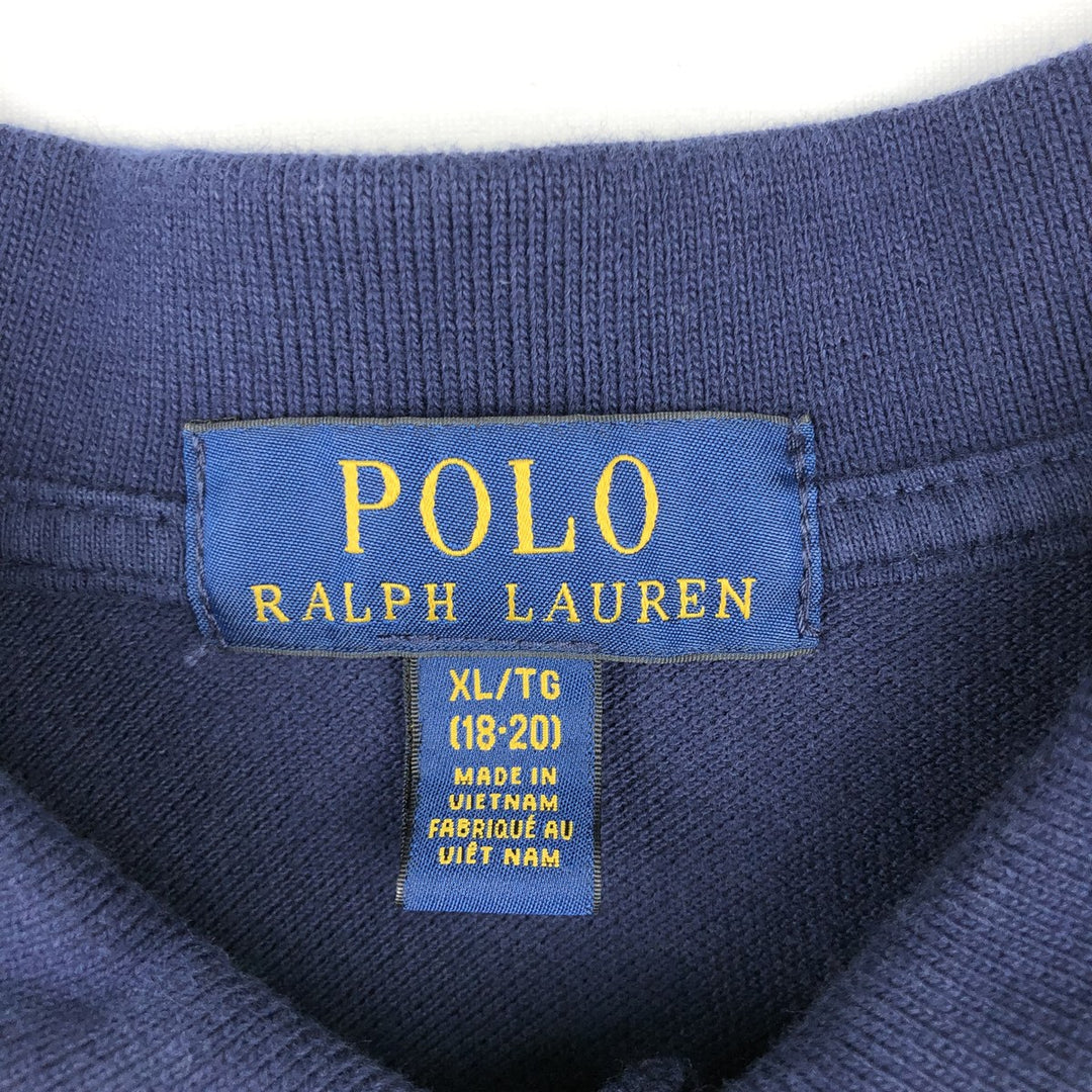 Ralph Lauren POLO RALPH LAUREN Long-Sleeve Polo Shirt, Women's Size M (approx.), Polo Bear cotton navy blue type Vintage Second Hand