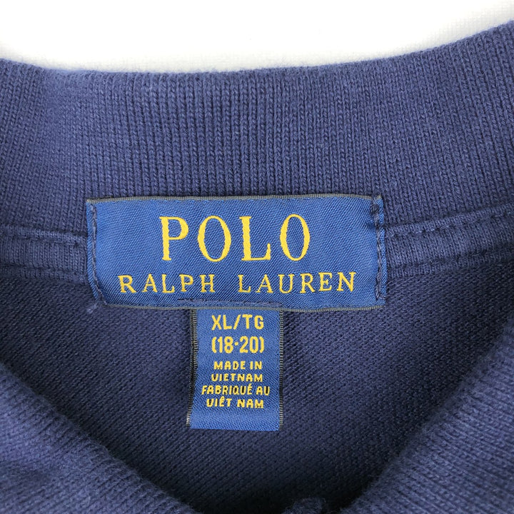Ralph Lauren POLO RALPH LAUREN Long-Sleeve Polo Shirt, Women's Size M (approx.), Polo Bear cotton navy blue type Vintage Second Hand
