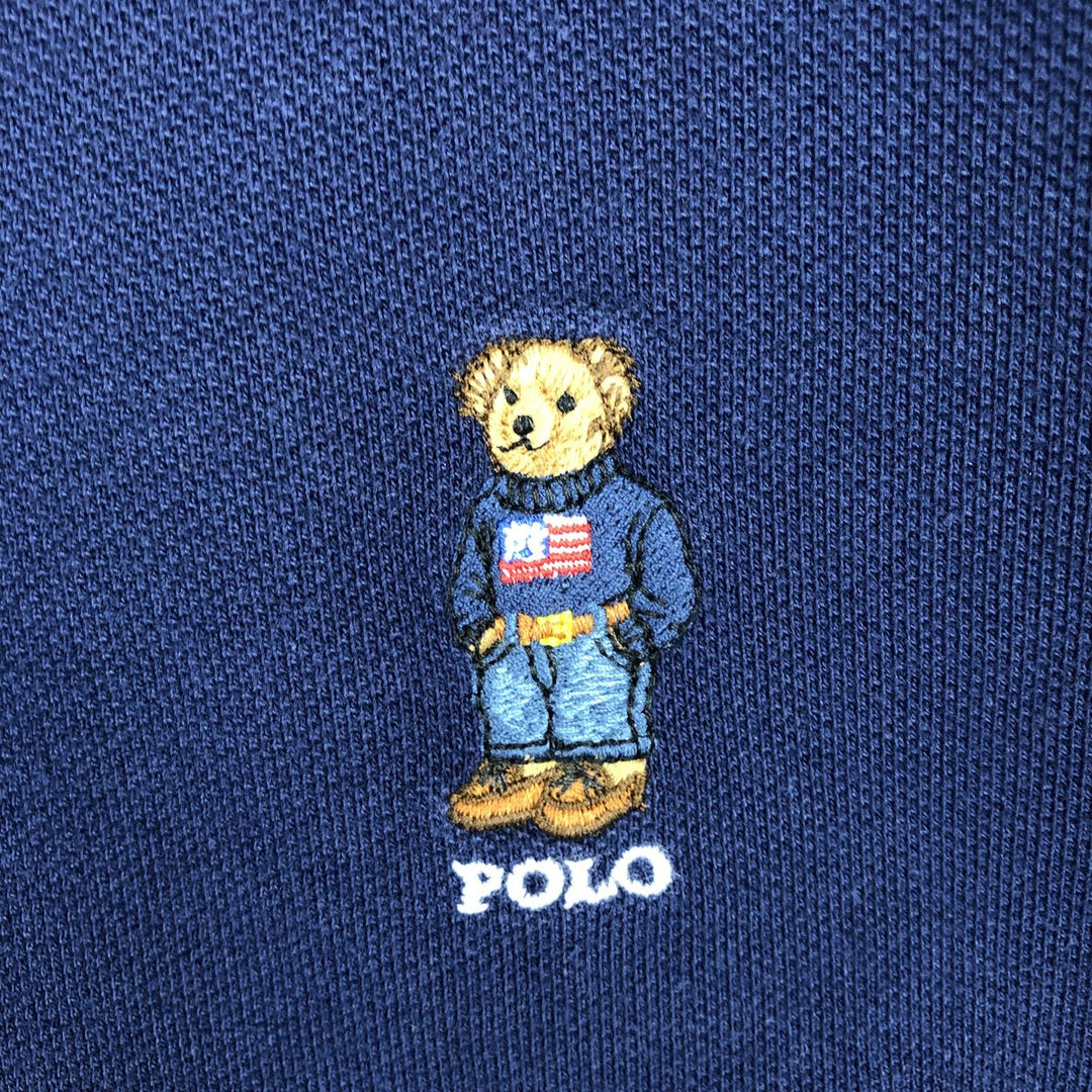 Ralph Lauren POLO RALPH LAUREN Long-Sleeve Polo Shirt, Women's Size M (approx.), Polo Bear cotton navy blue type Vintage Second Hand