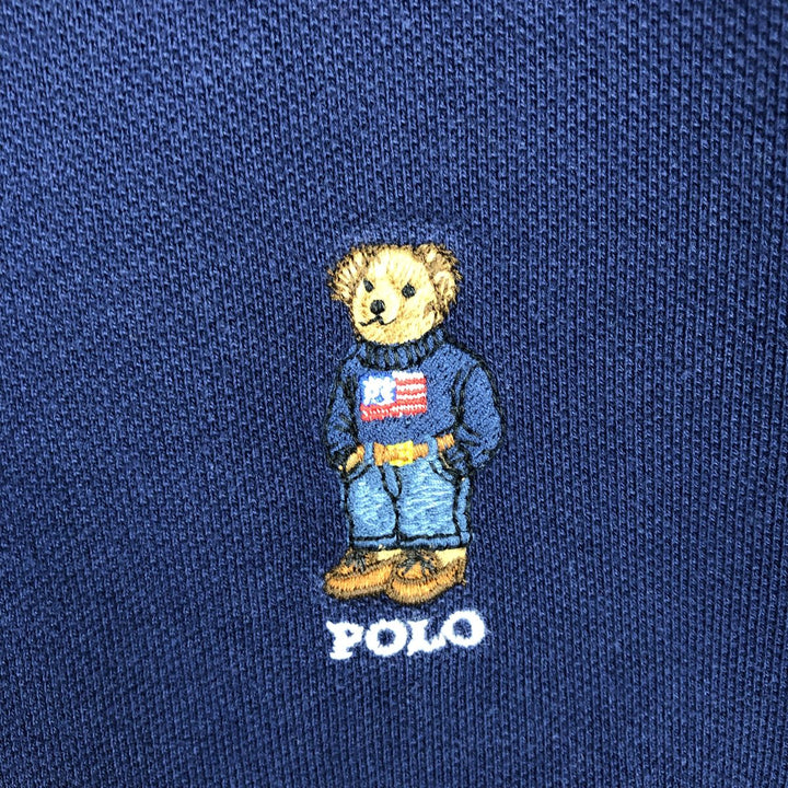 Ralph Lauren POLO RALPH LAUREN Long-Sleeve Polo Shirt, Women's Size M (approx.), Polo Bear cotton navy blue type Vintage Second Hand