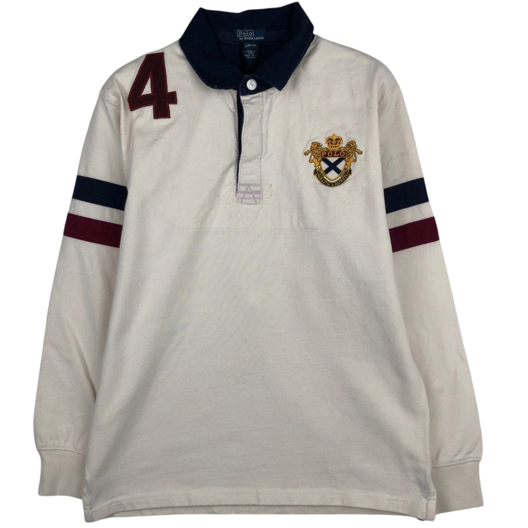 Ralph Lauren POLO by Ralph Lauren Long-Sleeve Rugby Shirt, Women's Size M (approx.) cotton ivory Vintage Second Hand