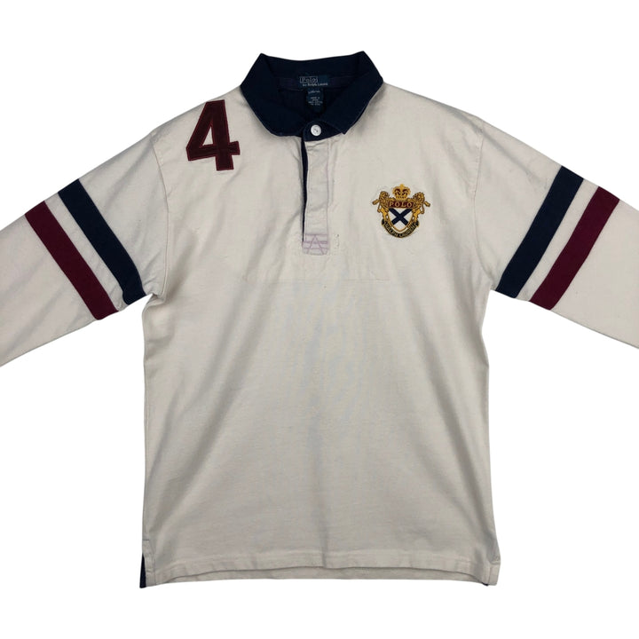 Ralph Lauren POLO by Ralph Lauren Long-Sleeve Rugby Shirt, Women's Size M (approx.) cotton ivory Vintage Second Hand