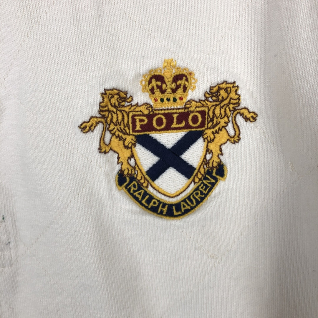 Ralph Lauren POLO by Ralph Lauren Long-Sleeve Rugby Shirt, Women's Size M (approx.) cotton ivory Vintage Second Hand