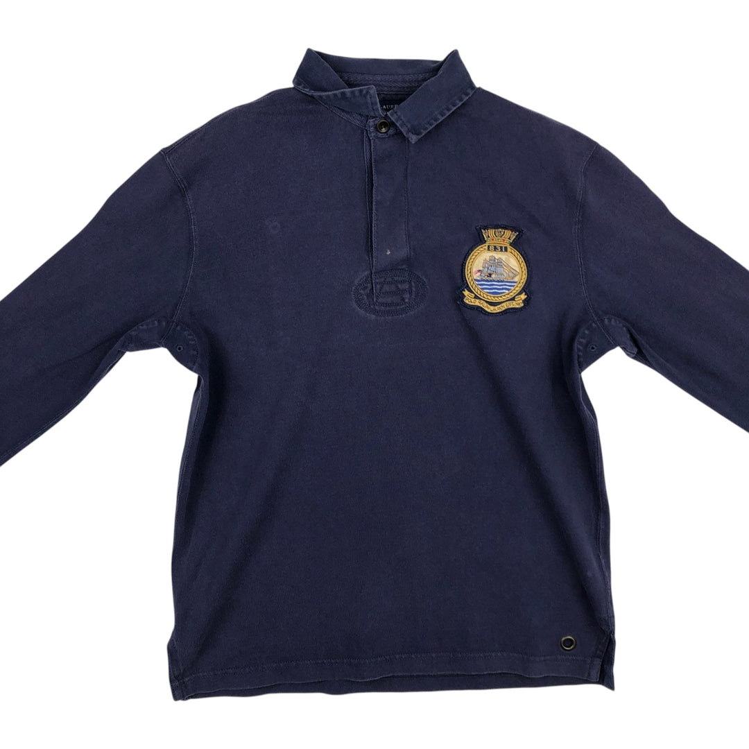 Ralph Lauren long-sleeved rugby shirt, women's size M (approx.) cotton navy blue type Vintage Second Hand