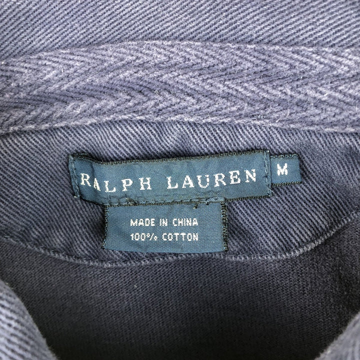 Ralph Lauren long-sleeved rugby shirt, women's size M (approx.) cotton navy blue type Vintage Second Hand