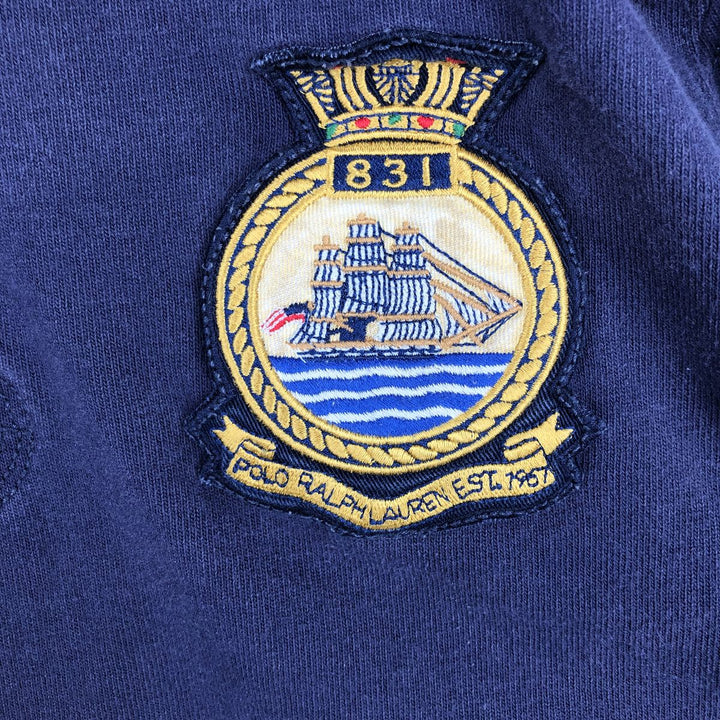 Ralph Lauren long-sleeved rugby shirt, women's size M (approx.) cotton navy blue type Vintage Second Hand