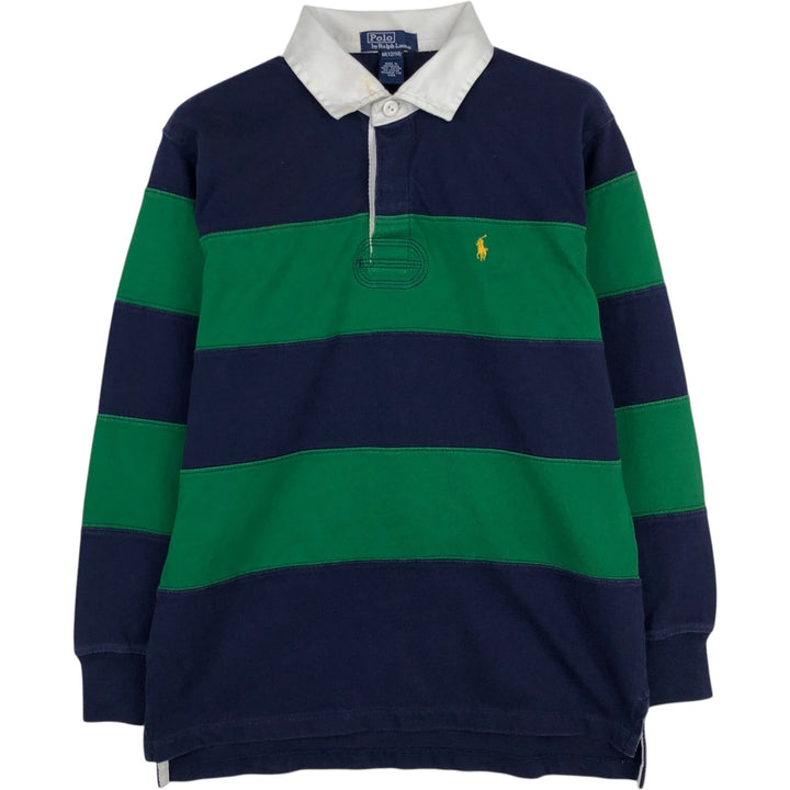 Ralph Lauren POLO by Ralph Lauren Striped Pattern Long-Sleeve Rugby Shirt, Women's Size S (approx.) cotton navy blue type Vintage Second Hand