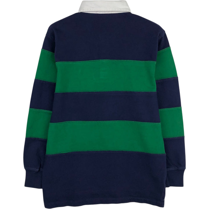 Ralph Lauren POLO by Ralph Lauren Striped Pattern Long-Sleeve Rugby Shirt, Women's Size S (approx.) cotton navy blue type Vintage Second Hand