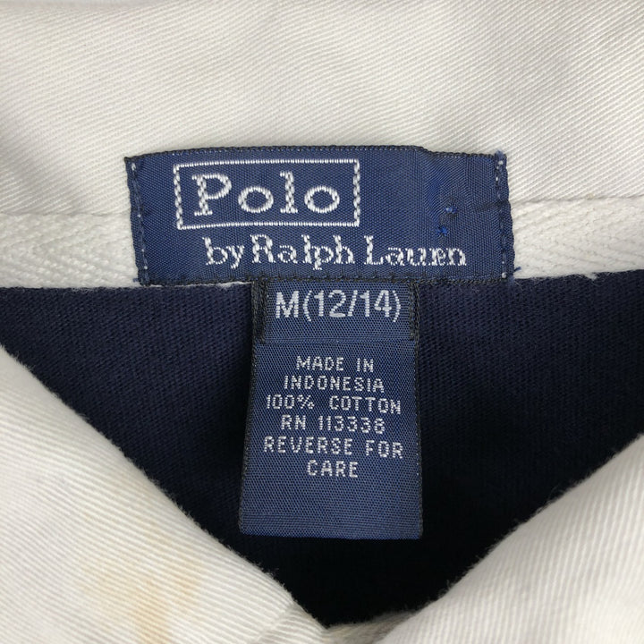 Ralph Lauren POLO by Ralph Lauren Striped Pattern Long-Sleeve Rugby Shirt, Women's Size S (approx.) cotton navy blue type Vintage Second Hand