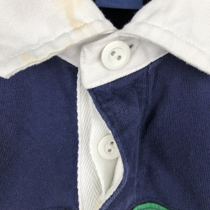 Ralph Lauren POLO by Ralph Lauren Striped Pattern Long-Sleeve Rugby Shirt, Women's Size S (approx.) cotton navy blue type Vintage Second Hand