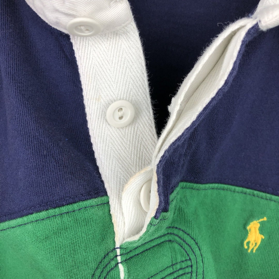 Ralph Lauren POLO by Ralph Lauren Striped Pattern Long-Sleeve Rugby Shirt, Women's Size S (approx.) cotton navy blue type Vintage Second Hand