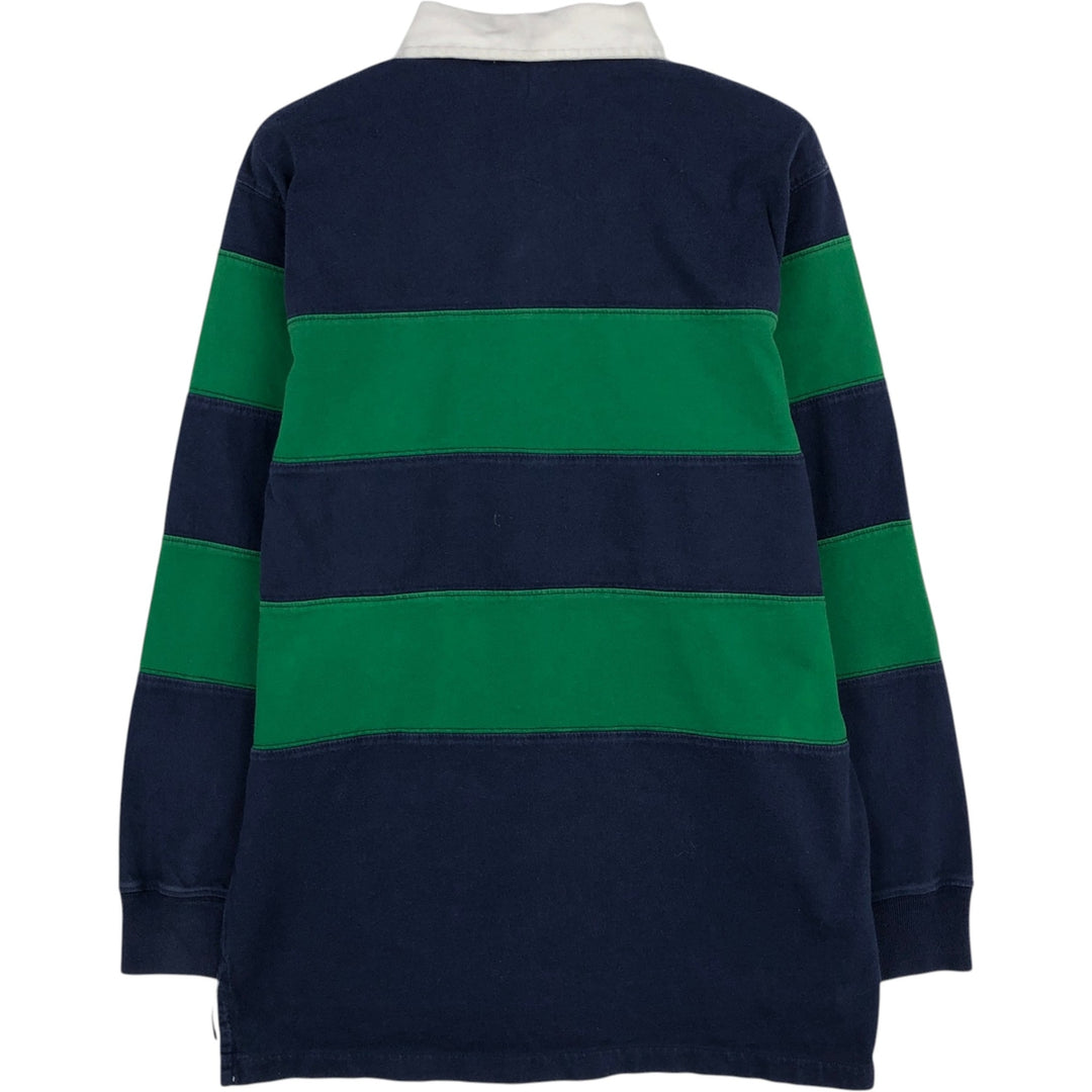 Ralph Lauren POLO by Ralph Lauren Striped Pattern Long-Sleeve Rugby Shirt, Women's Size M (approx.) cotton navy blue type Vintage Second Hand