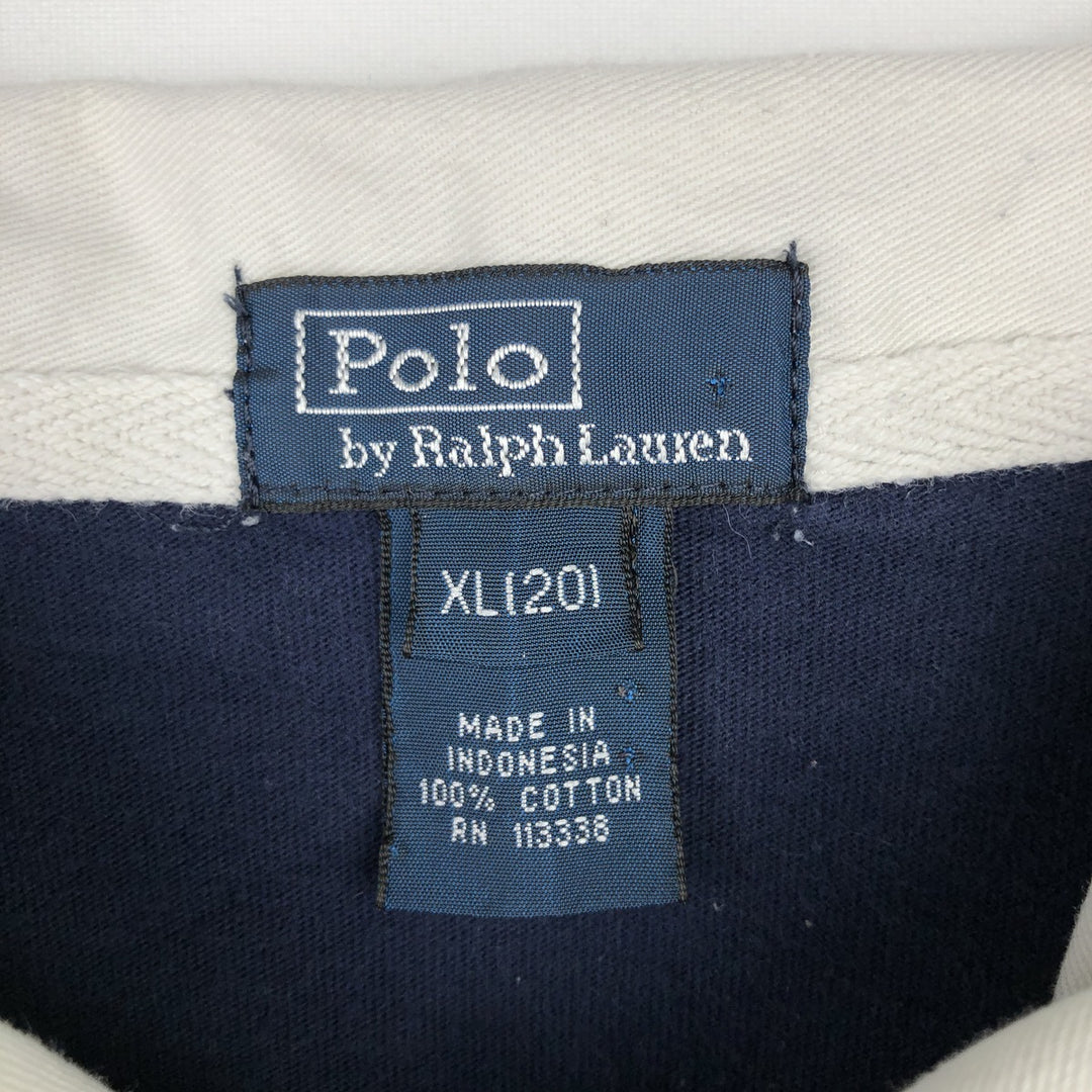 Ralph Lauren POLO by Ralph Lauren Striped Pattern Long-Sleeve Rugby Shirt, Women's Size M (approx.) cotton navy blue type Vintage Second Hand
