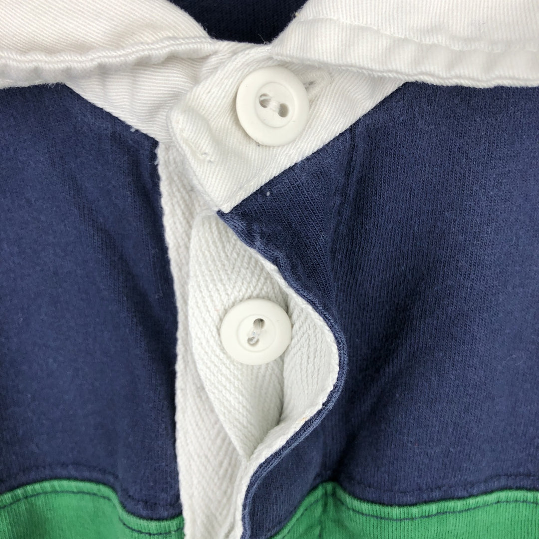 Ralph Lauren POLO by Ralph Lauren Striped Pattern Long-Sleeve Rugby Shirt, Women's Size M (approx.) cotton navy blue type Vintage Second Hand