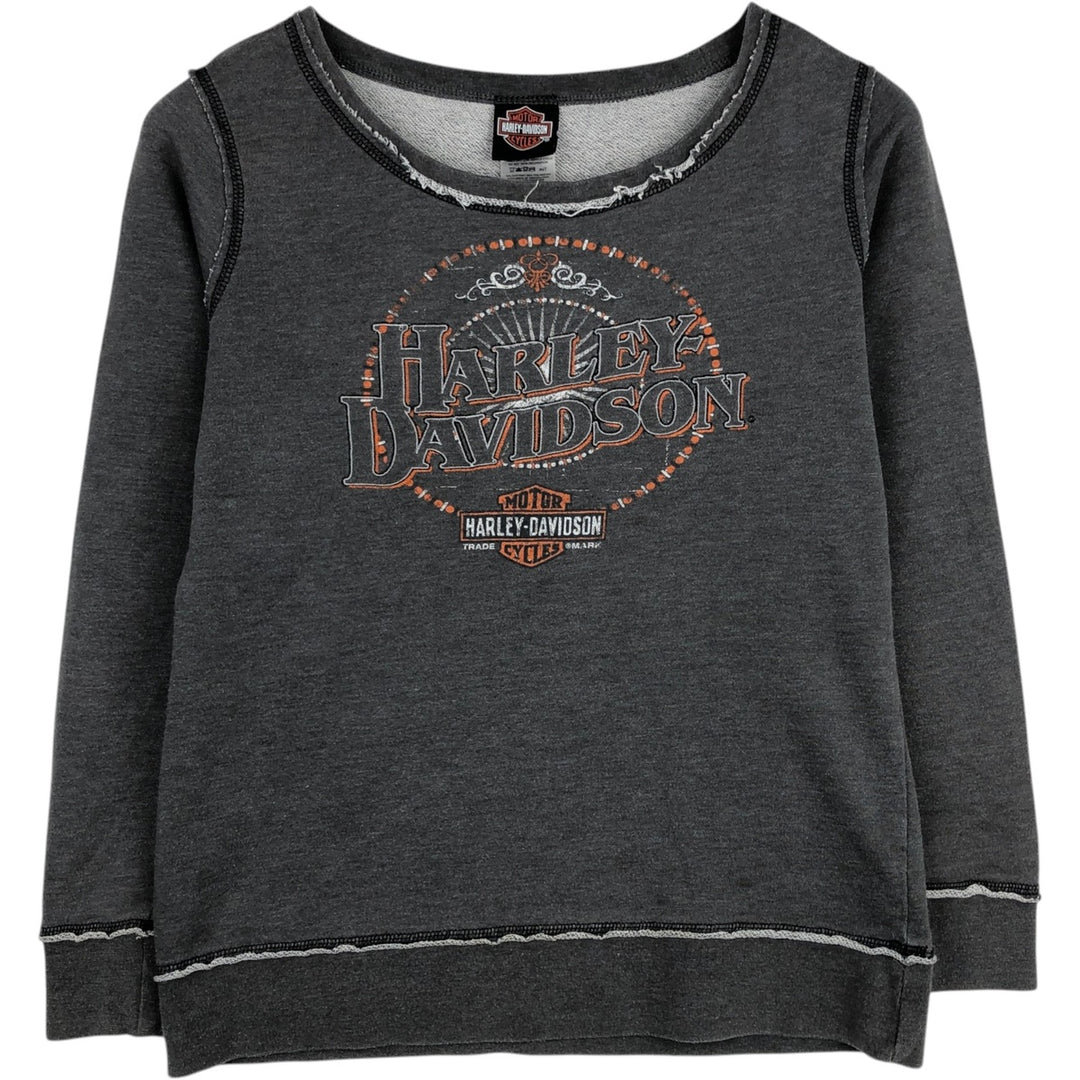 Harley-Davidson advertising sweatshirt, women's size S (approx.) cotton gray type Vintage Second Hand