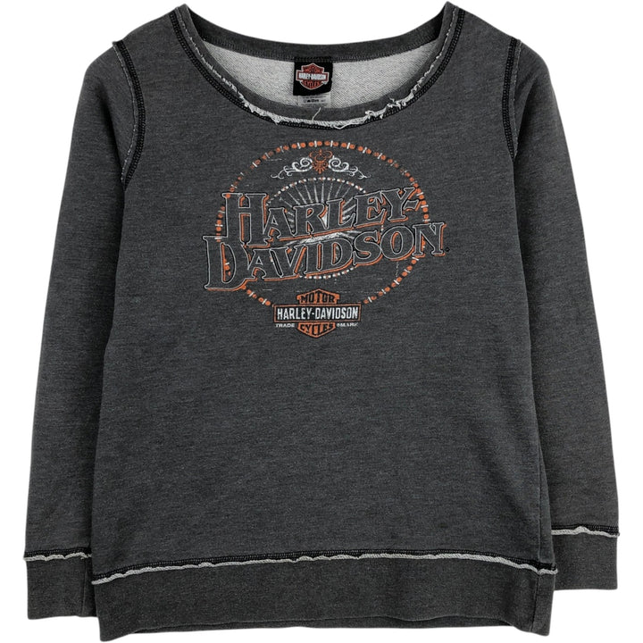 Harley-Davidson advertising sweatshirt, women's size S (approx.) cotton gray type Vintage Second Hand
