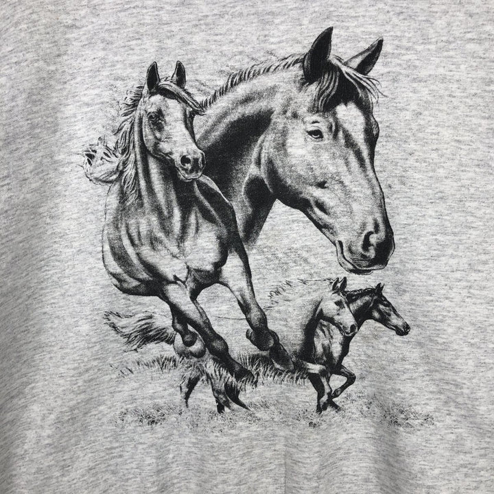 Hanes Horse Print Animal Sweatshirt (Men's Size L) cotton gray type Vintage Second Hand
