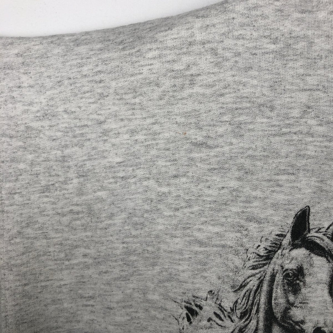 Hanes Horse Print Animal Sweatshirt (Men's Size L) cotton gray type Vintage Second Hand