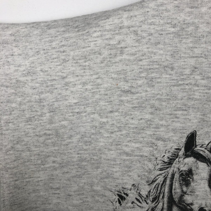 Hanes Horse Print Animal Sweatshirt (Men's Size L) cotton gray type Vintage Second Hand