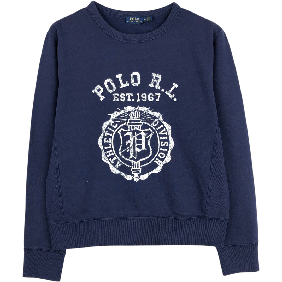 Ralph Lauren POLO RALPH LAUREN Printed Sweatshirt, Women's Size M (approx.) cotton navy blue type Vintage Second Hand