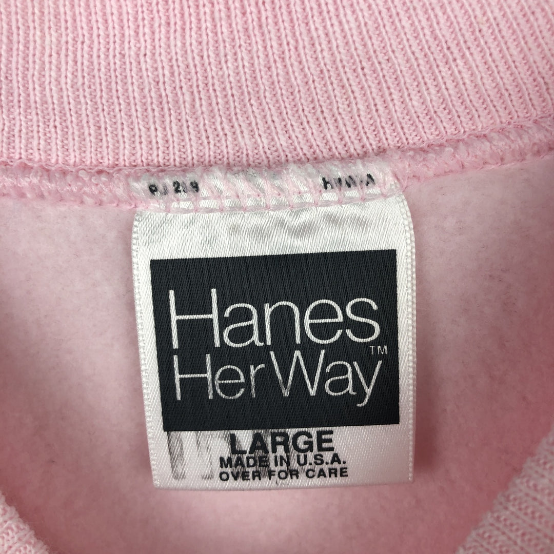 Vintage 90'S Hanes HER WAY plain blank sweatshirt, made in the USA, size L, women's. cotton pink type Vintage Second Hand
