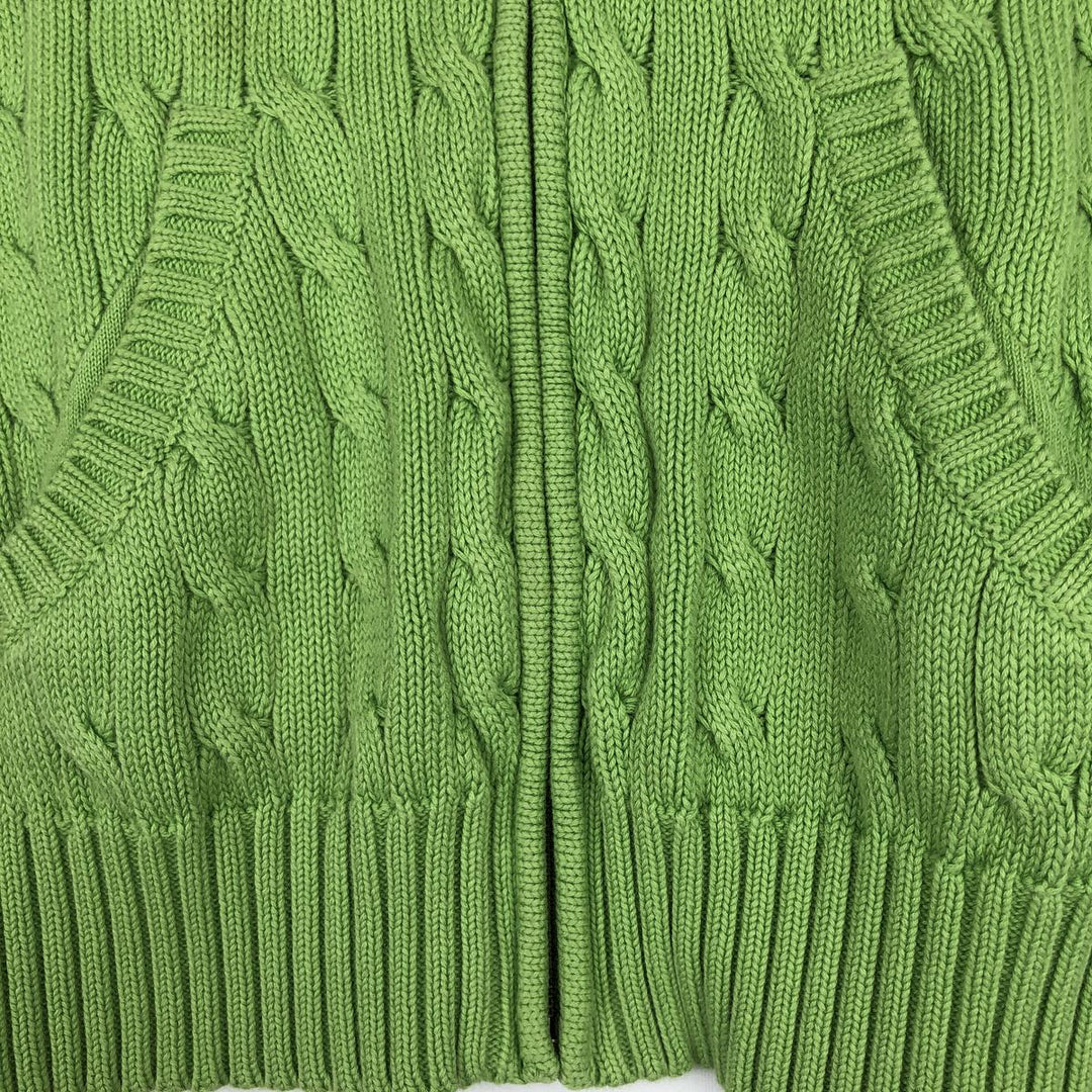 Ralph Lauren RALPH LAUREN SPORT Cable Knit Cotton Knit Zip Hoodie, Women's Size M cotton green type yellow green Vintage Second Hand