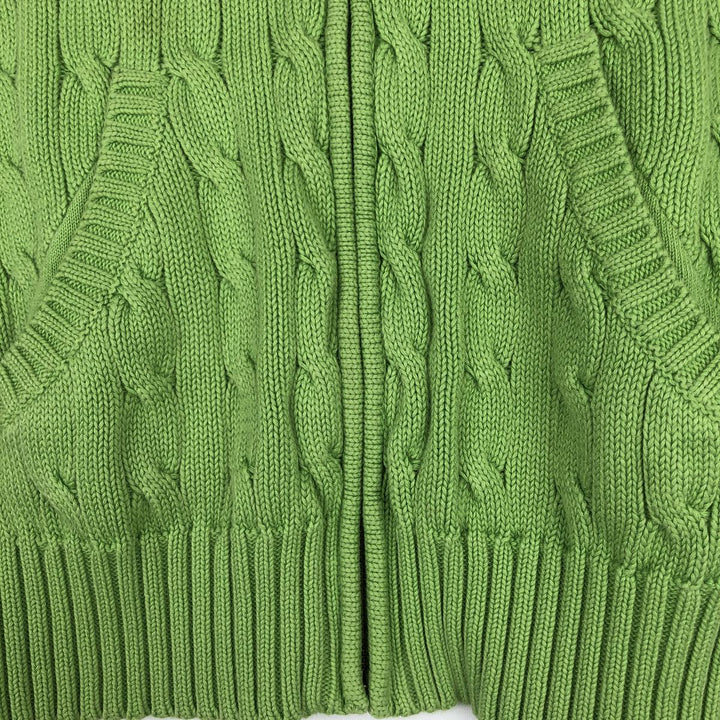 Ralph Lauren RALPH LAUREN SPORT Cable Knit Cotton Knit Zip Hoodie, Women's Size M cotton green type yellow green Vintage Second Hand