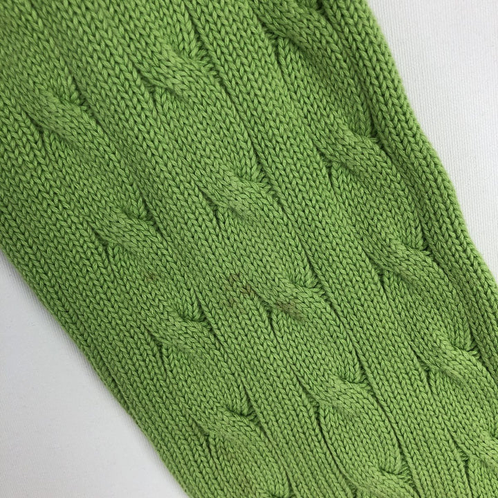 Ralph Lauren RALPH LAUREN SPORT Cable Knit Cotton Knit Zip Hoodie, Women's Size M cotton green type yellow green Vintage Second Hand