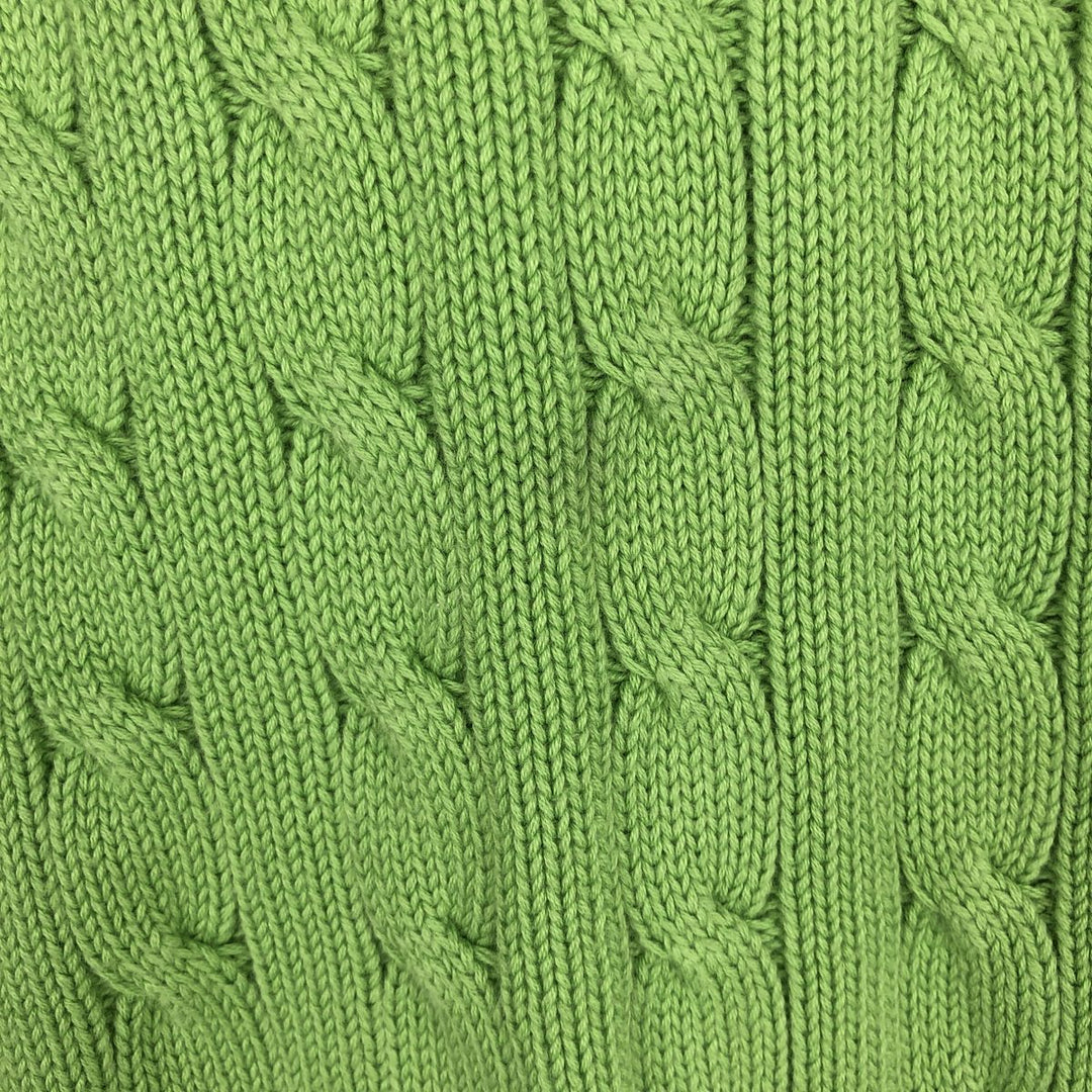 Ralph Lauren RALPH LAUREN SPORT Cable Knit Cotton Knit Zip Hoodie, Women's Size M cotton green type yellow green Vintage Second Hand