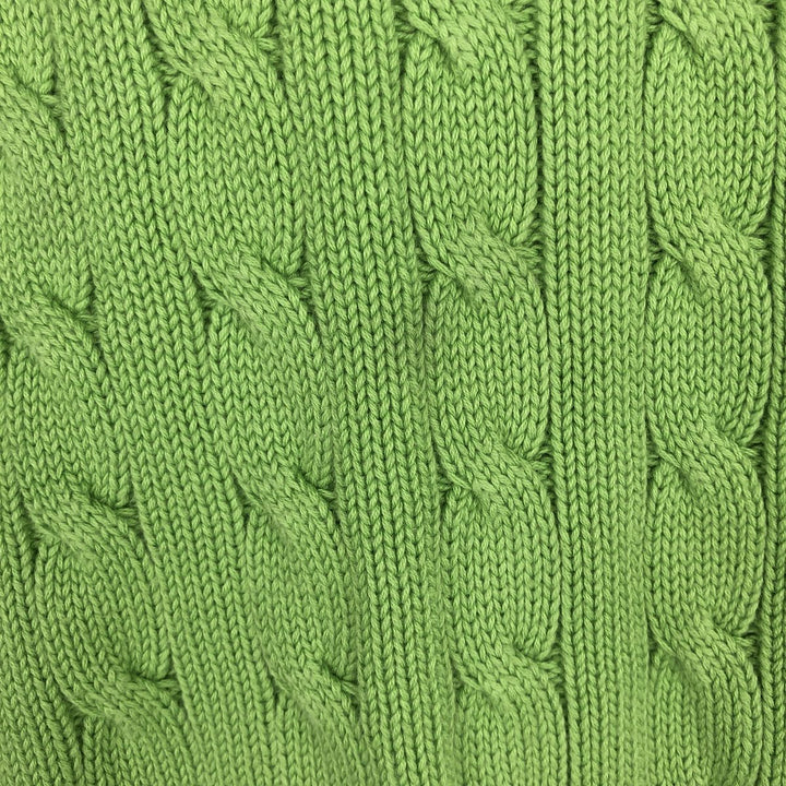 Ralph Lauren RALPH LAUREN SPORT Cable Knit Cotton Knit Zip Hoodie, Women's Size M cotton green type yellow green Vintage Second Hand