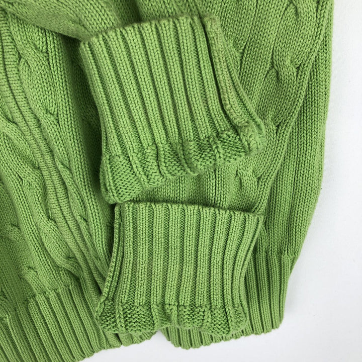 Ralph Lauren RALPH LAUREN SPORT Cable Knit Cotton Knit Zip Hoodie, Women's Size M cotton green type yellow green Vintage Second Hand