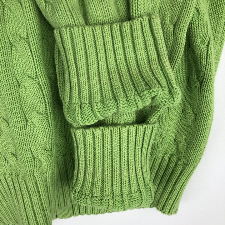 Ralph Lauren RALPH LAUREN SPORT Cable Knit Cotton Knit Zip Hoodie, Women's Size M cotton green type yellow green Vintage Second Hand