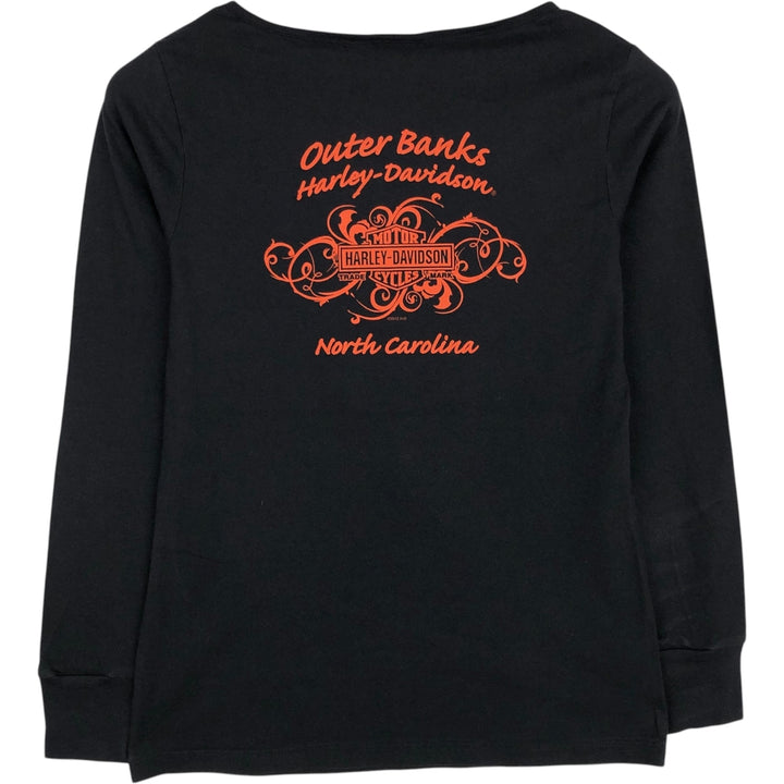 Harley-Davidson Rhinestone Long-Sleeve T-Shirt, Made in USA, Women's Size M (approx.) cotton black type Vintage Second Hand