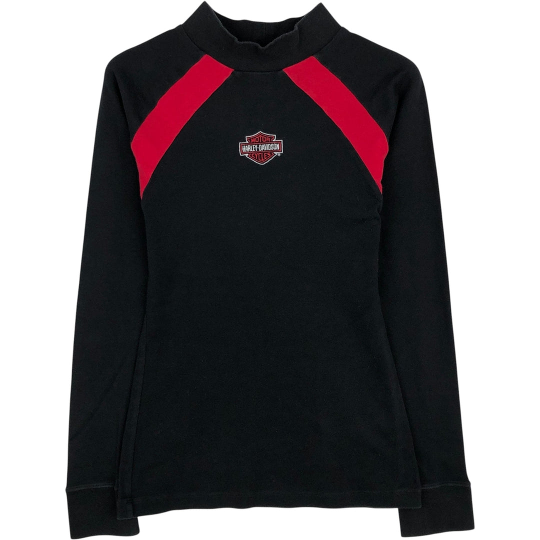 2000'S Harley-Davidson Mock Neck Long-Sleeve T-Shirt (Women's Size M) cotton black type Vintage Second Hand